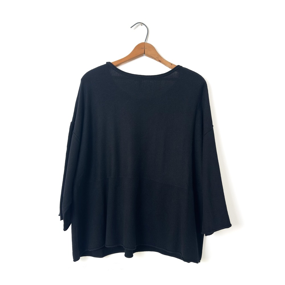 Pure‎ Jill Cotton Cashmere Knit Top Black Oversized Boxy Minimalist Sweater S - Picture 2 of 9